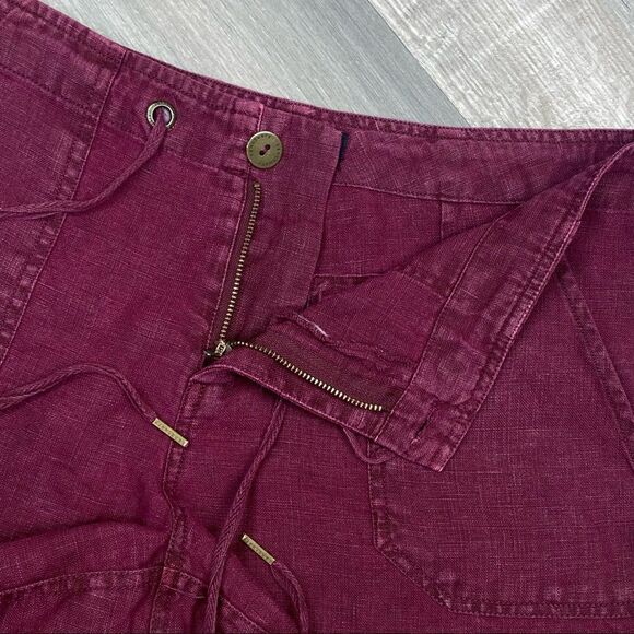 Sanctuary Linen Blend Raw Hem Shorts Maroon 26” Flat Front - Picture 5 of 9